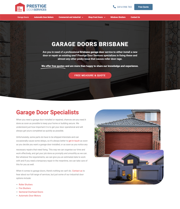 The rebuilt Prestige Doors website